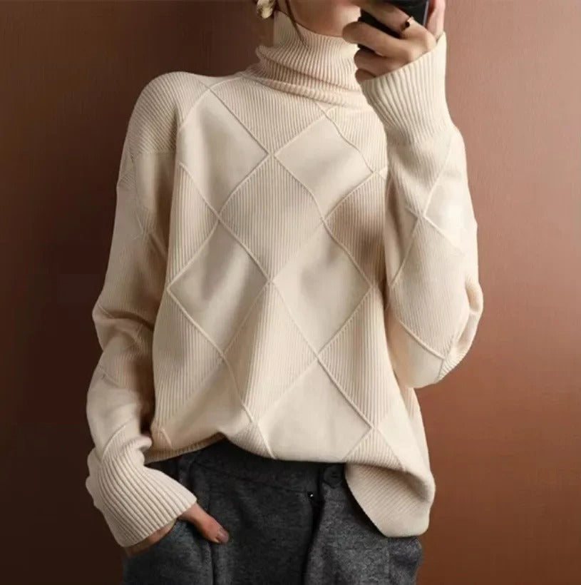 Pull à col roulé en cachemire pour femme